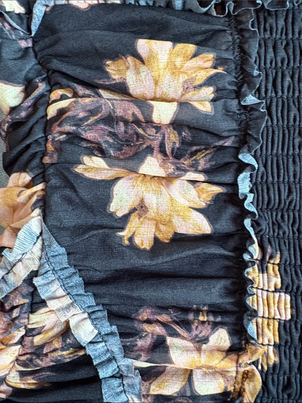 free people floral smocked strapless tube top size small nwot